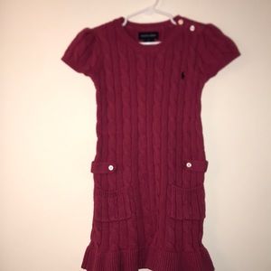 Polo cable knit sweater dress pink